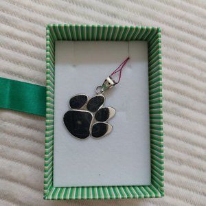 Sterling silver paw print pendant
